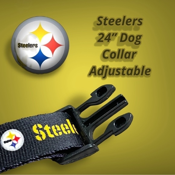 STEELERS Logo 24” Dog Collar Black Gold - Picture 7 of 9